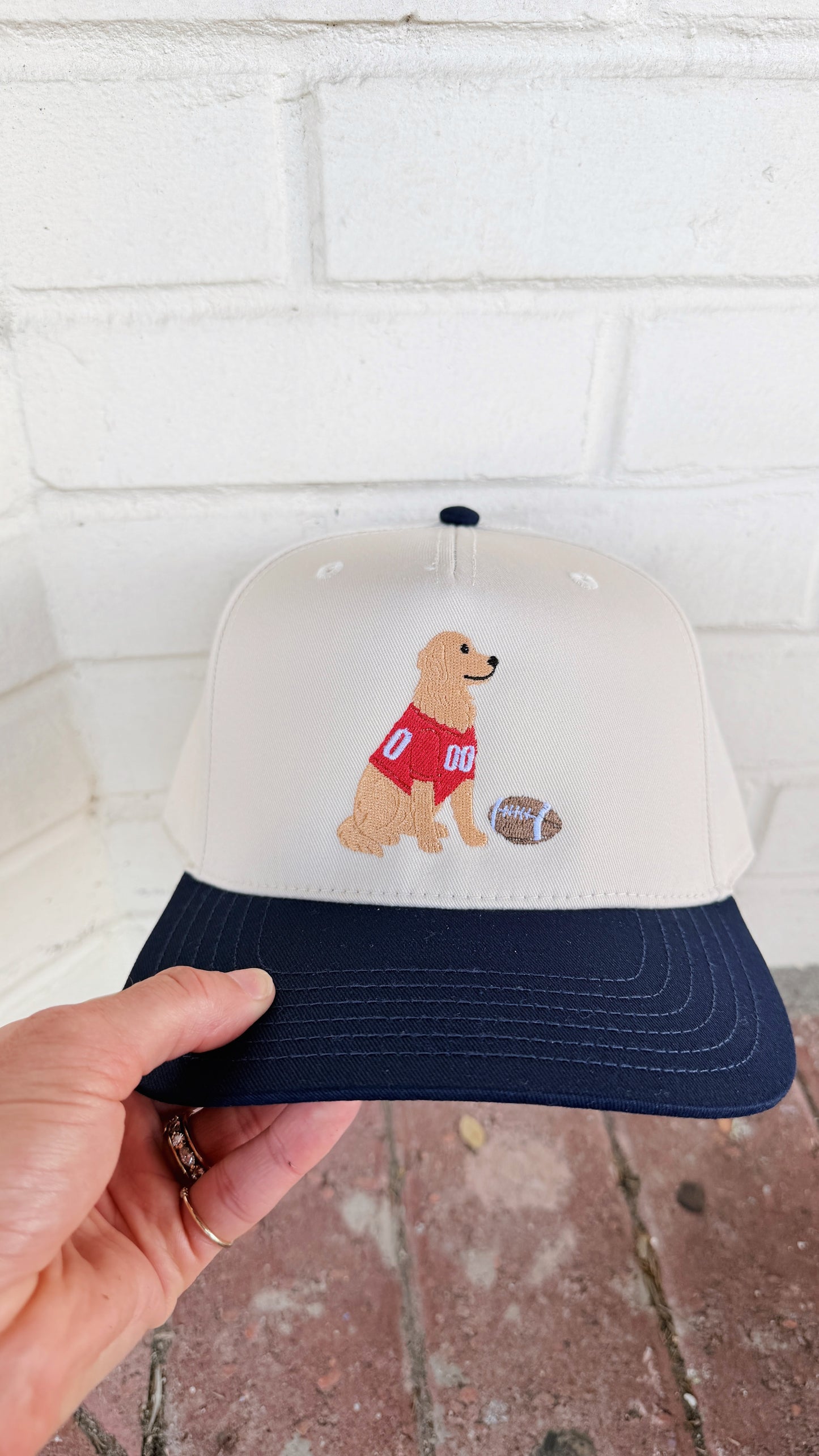 Football Golden Retriever Canvas Hat