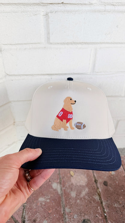 Football Golden Retriever Canvas Hat