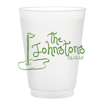 Golf Flag Last Name Frosted Cups