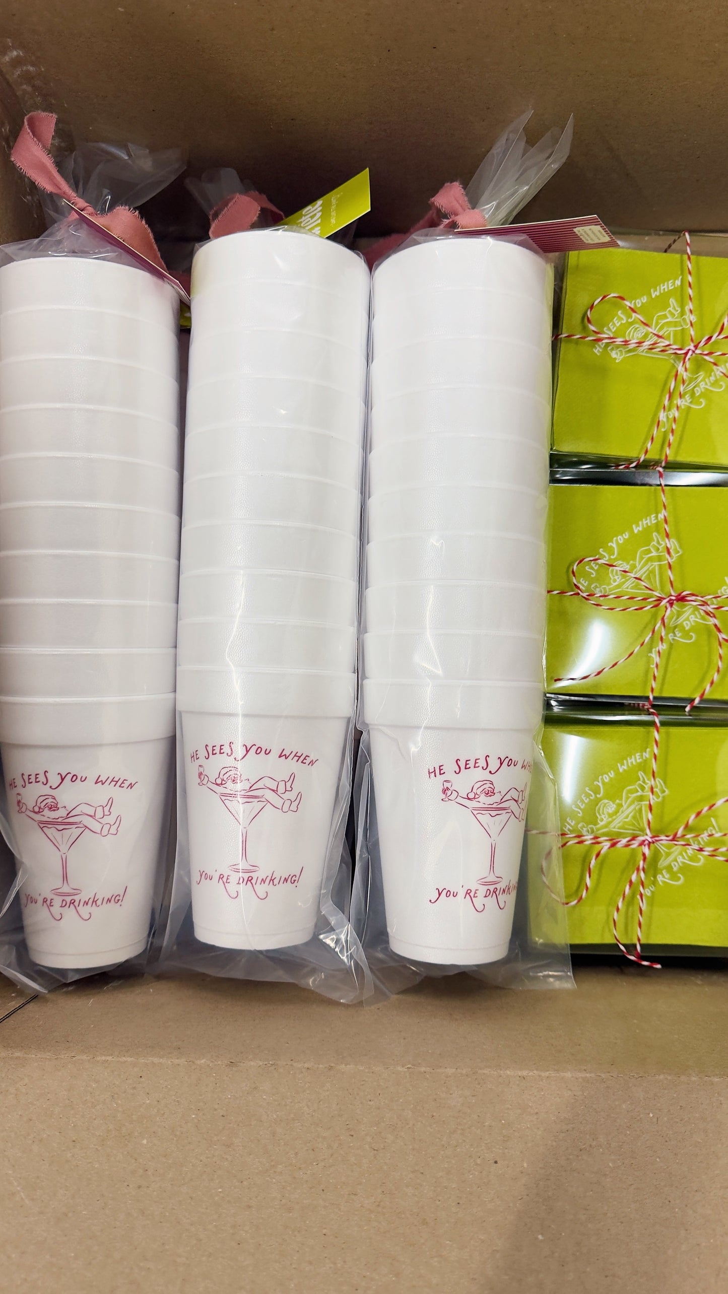 He Sees You When You're Drinking! Styrofoam Cups