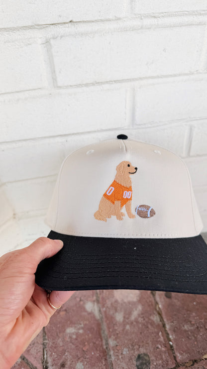 Football Golden Retriever Canvas Hat