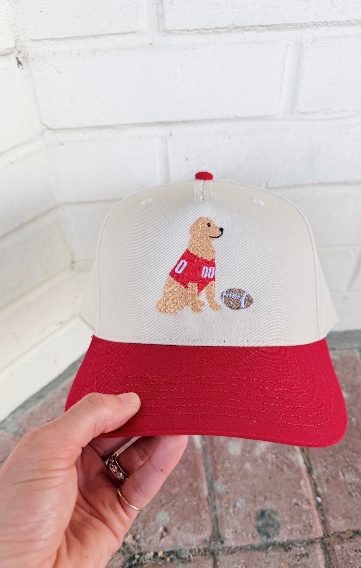 Football Golden Retriever Canvas Hat