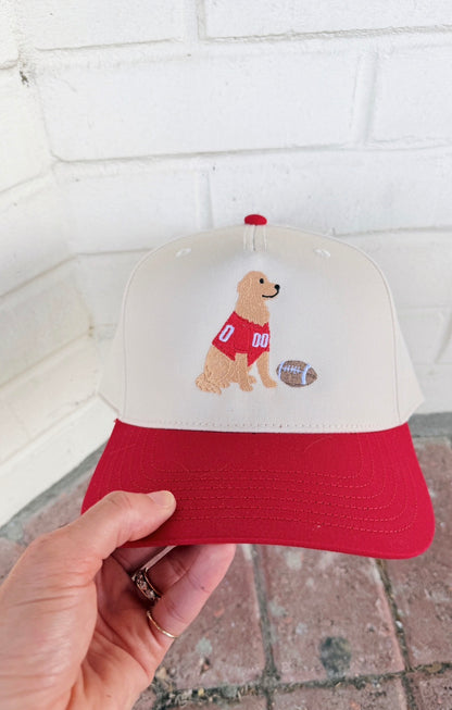 Football Golden Retriever Canvas Hat