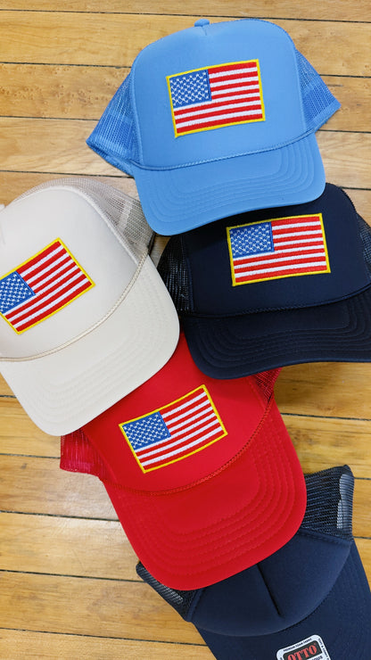 American Flag Patch Trucker Hat