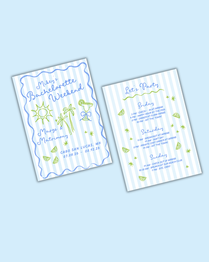 Margs and Matrimony Bachelorette Invitations
