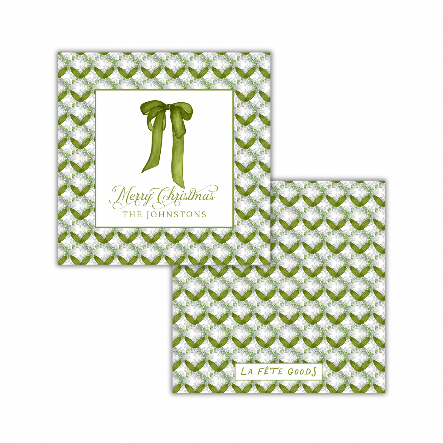 Olive Bow Square Gift Tag