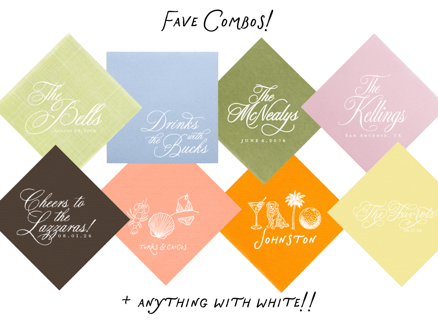 Classic Last Name Cocktail Napkins