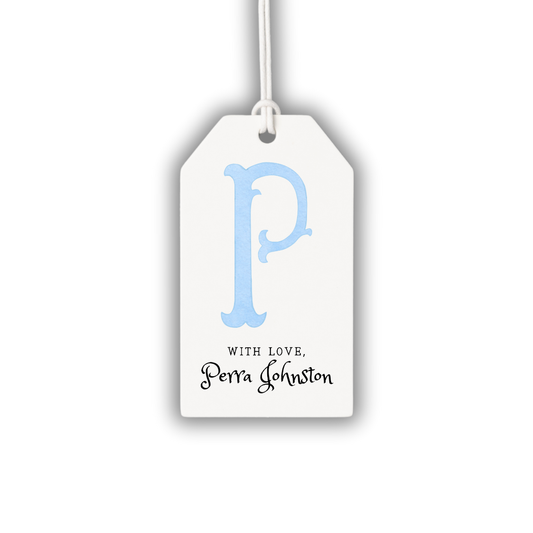 Blue Single Initial Gift Tags