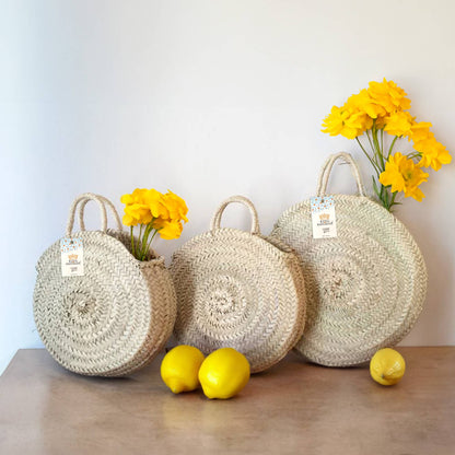 Woven Palm Round Bag - Handcrafted Moroccan Basket