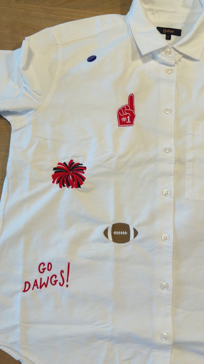 Gameday Cotton Button Down | Red + Black | UGA