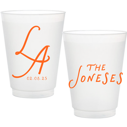 Interlocking Handwritten Initials Frosted Cups