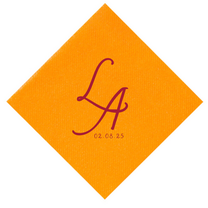 Interlocking Handwritten Initials Linen-Like Napkins