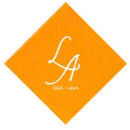 Interlocking Handwritten Initials Linen-Like Napkins