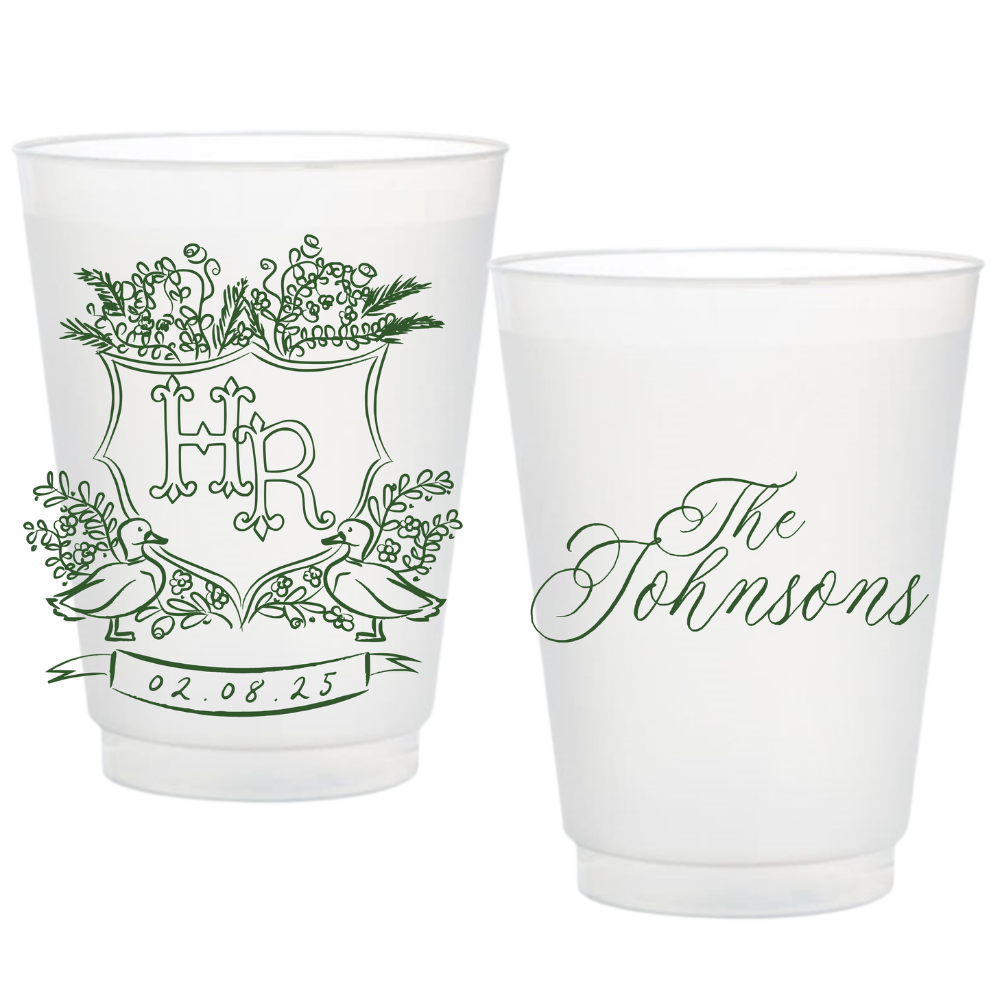 Wedding Crest Frosted Cups