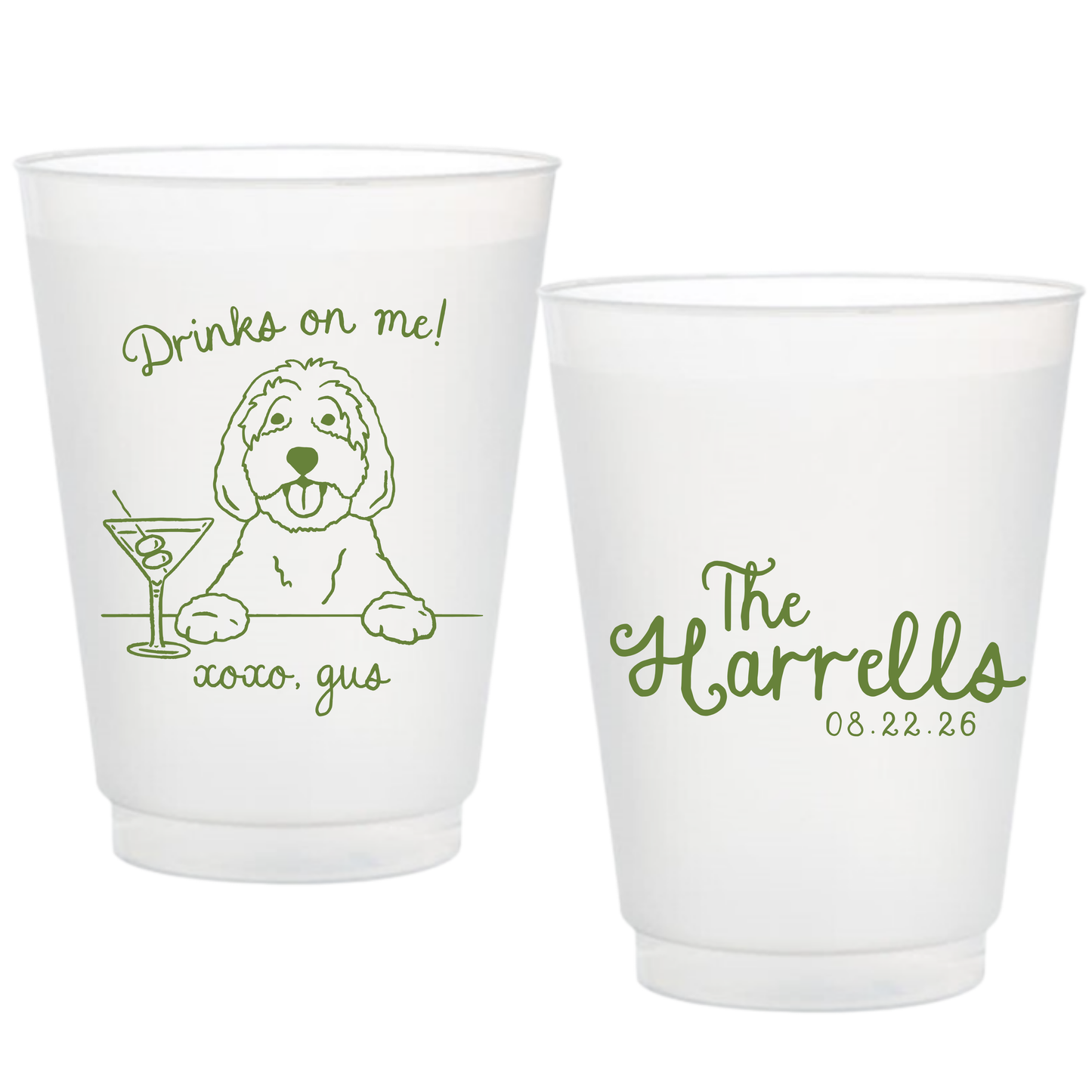 Dog and his bar Frosted Cups