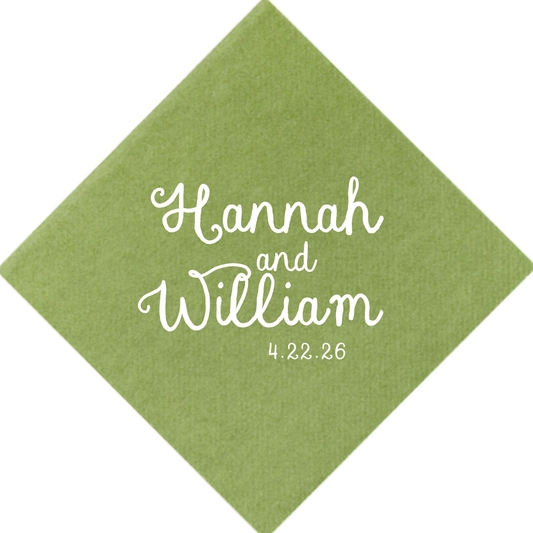Handwritten Names Cocktail Napkins