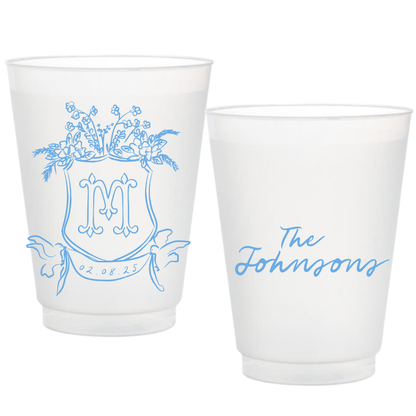 Birds Wedding Crest Frosted Cups