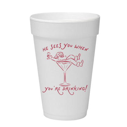 He Sees You When You're Drinking! Styrofoam Cups