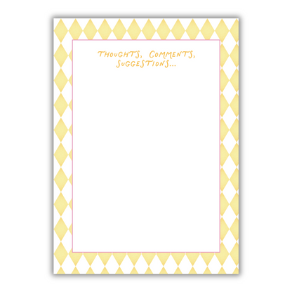 Yellow Thoughts, Comments, Suggestions... Notepad