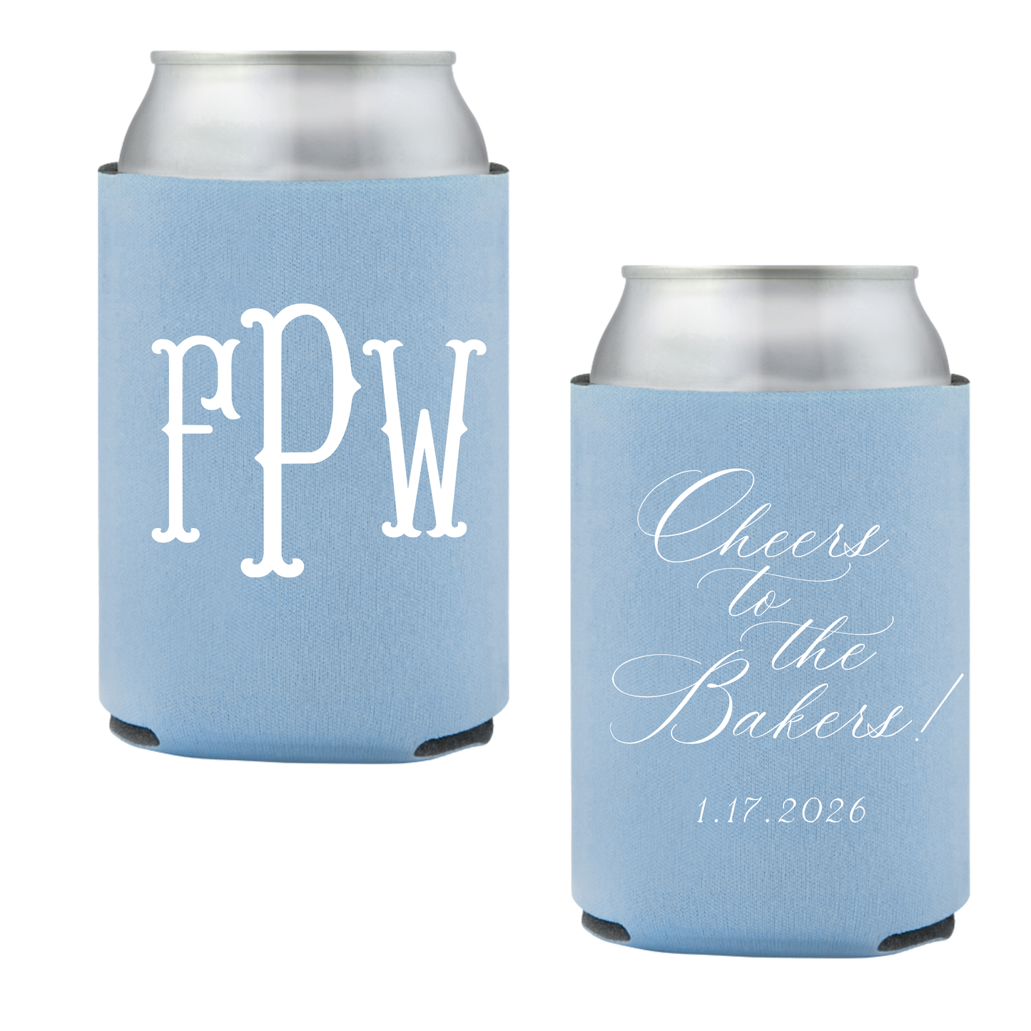 3 Initial Monogram Standard Foam Coozies