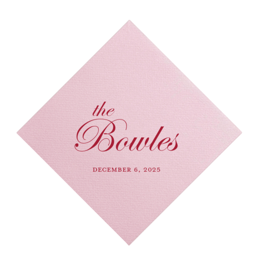 Simple Last Name + Date Linen-like Cocktail Napkins