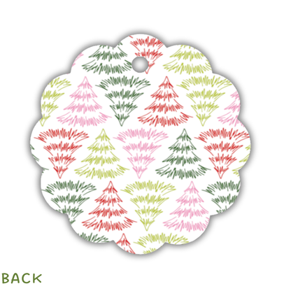Christmas Tree Scallop Circle Gift Tags