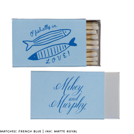 O'fishally in Love Foil Stamped Matchbox