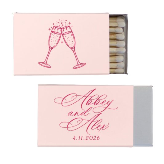 Champagne Flute Foil Stamped Matchbox