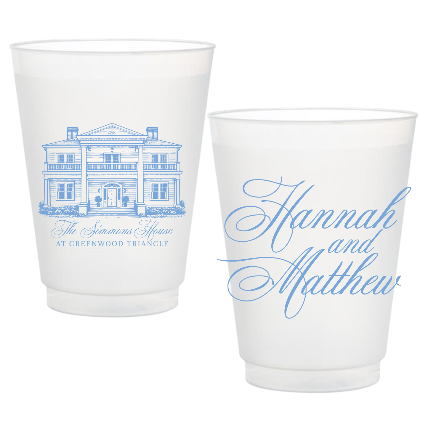 Wedding Venue Drawing Frosted Cups