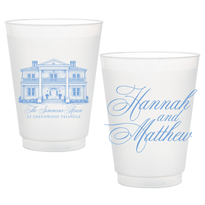 Wedding Venue Drawing Frosted Cups