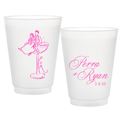 Bride + Groom Initials Frosted Cups