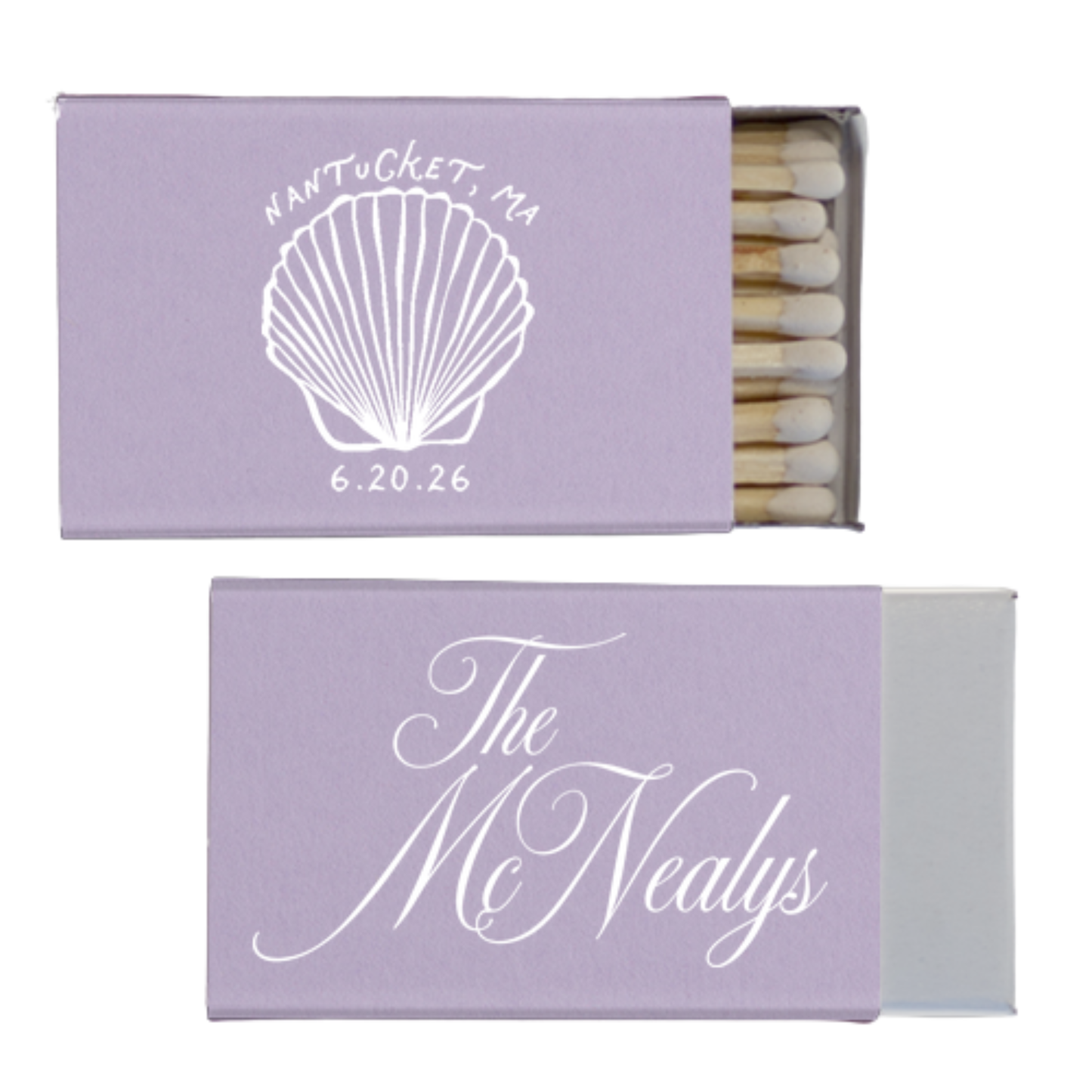 Seashells Foil Stamped Matches