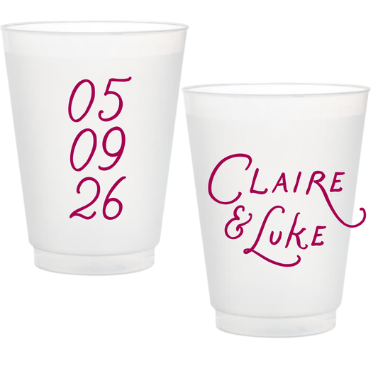 Simple Name + Date Frosted Cups