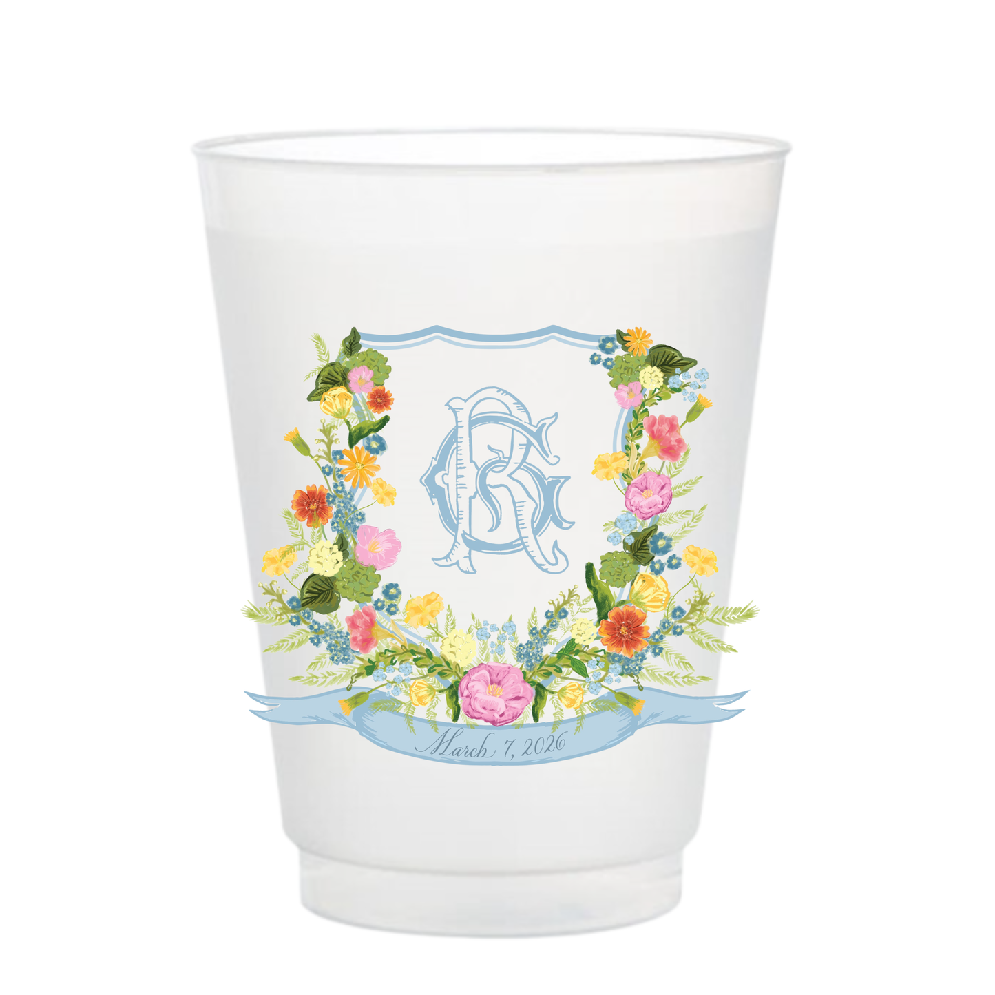 Watercolor Crest Full Color Frosted Cups