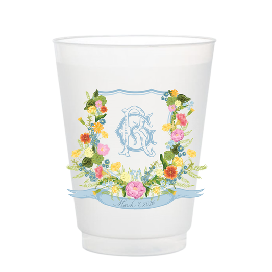 Watercolor Crest Full Color Frosted Cups