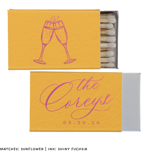 Champagne Foil Stamped Matches