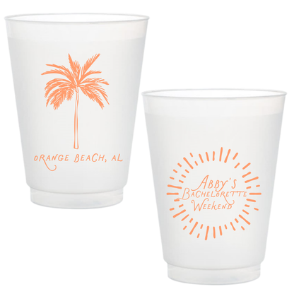 Palm Tree Bachelorette Frosted Cups