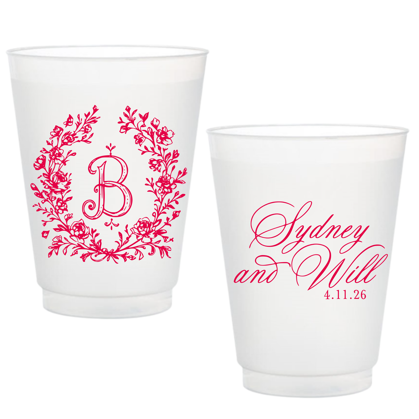 Floral Crest Frosted Cups