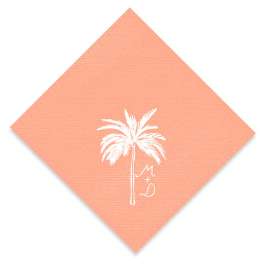 Casual Palm Tree Initial Cocktail Napkins