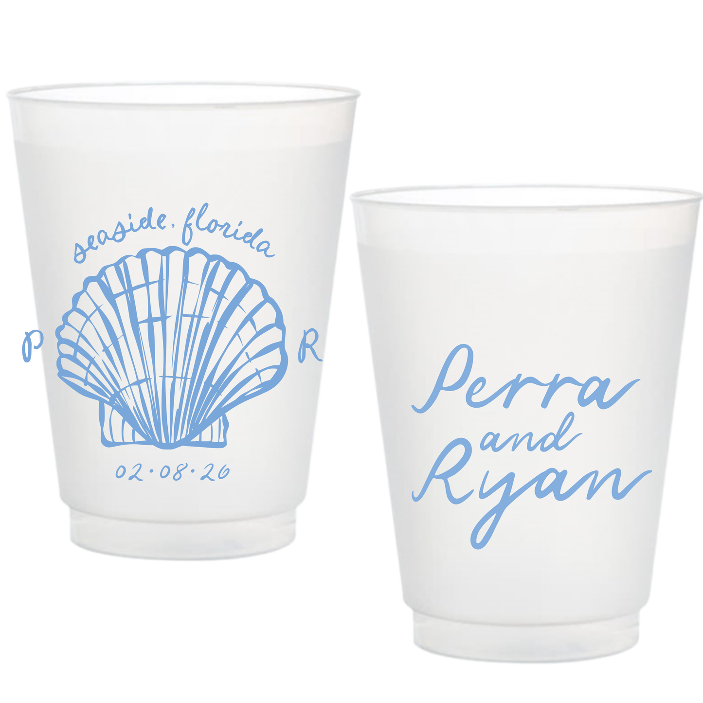 Handdrawn Seashell Frosted Cups