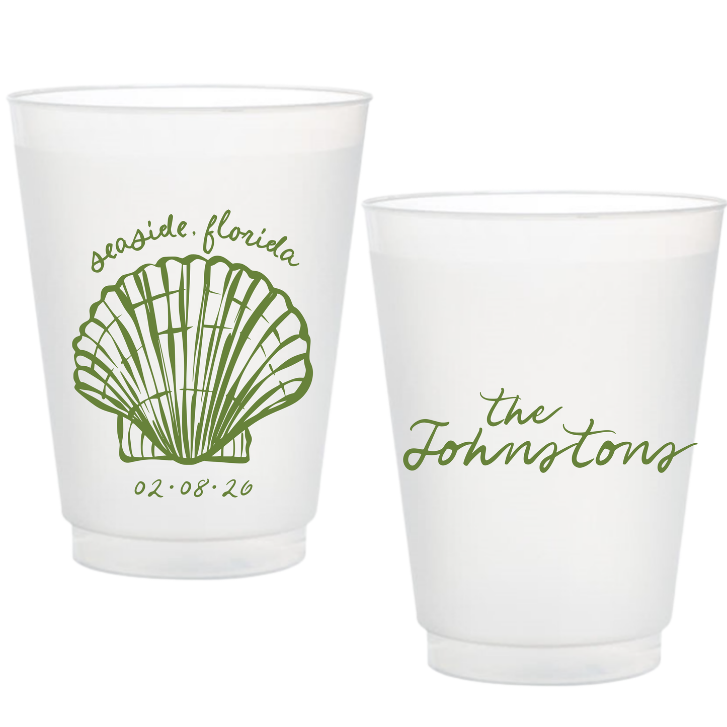 Handdrawn Seashell Frosted Cups