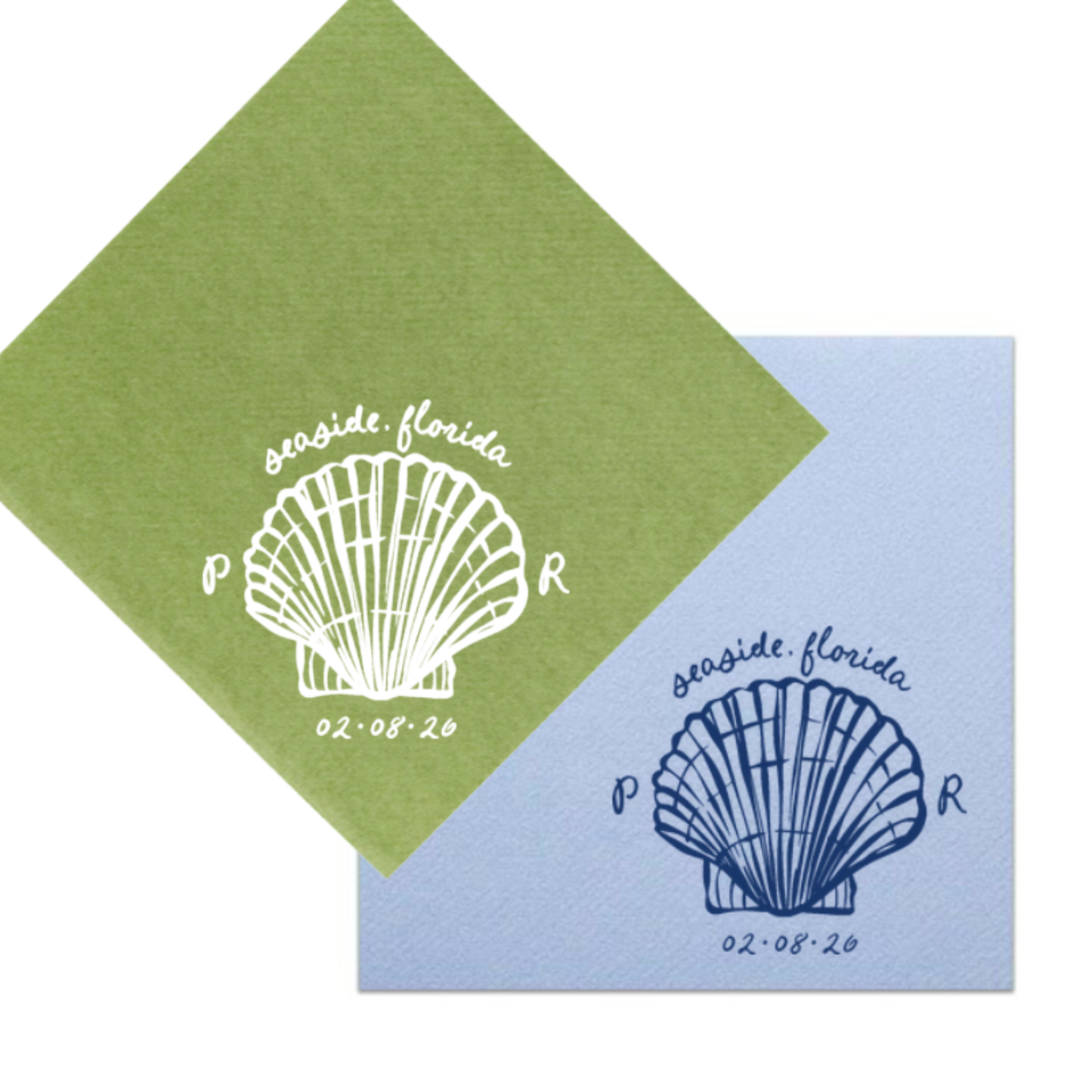 Handdrawn Seashell Linen-Like Cocktail Napkins