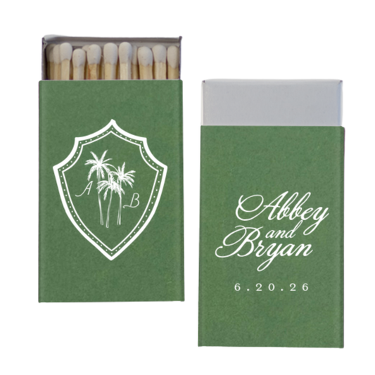 Palm Tree Crest Foil Stamped Matchbox