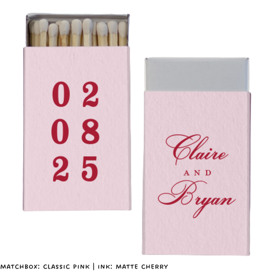 Wedding Date Foil Stamped Matchbox