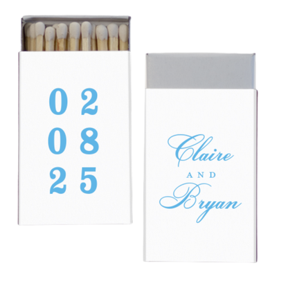 Wedding Date Foil Stamped Matchbox